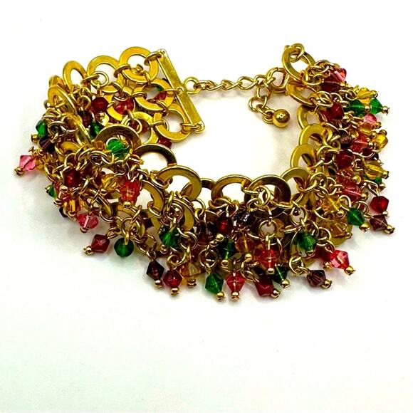 Joan Rivers Bracelet Dangle Gold Tone Circles Link Vintage VTG Retro Chunky - Picture 12 of 14
